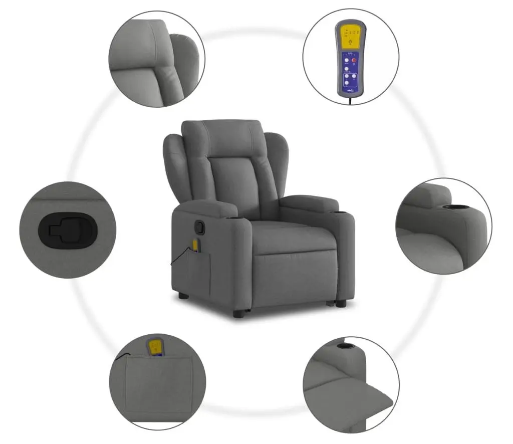 Fotoliu de masaj VidaXL 3204495 (Dark Grey)