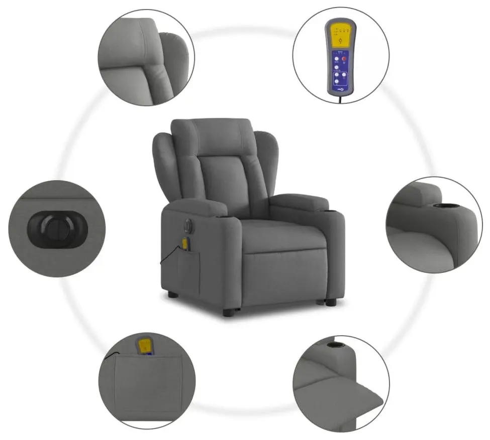 Fotoliu de masaj VidaXL 3204519 (Dark Grey)