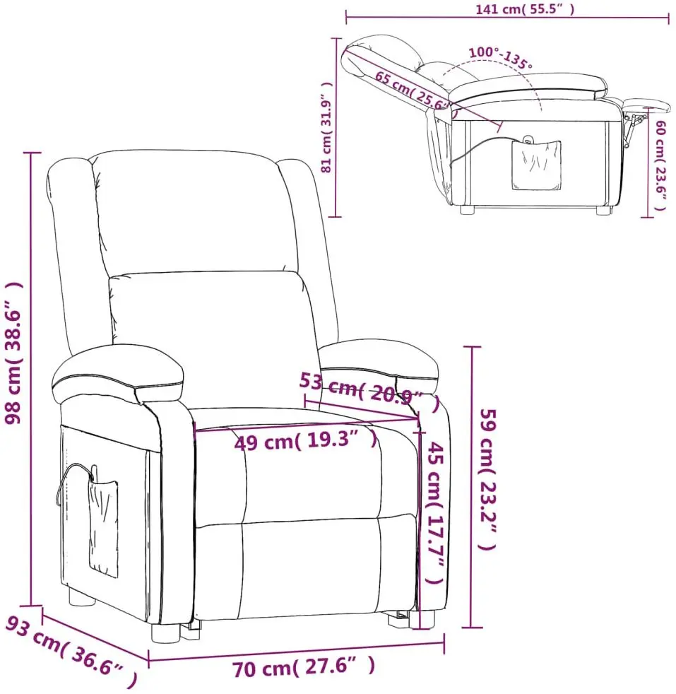 Fotoliu de masaj VidaXL 340936 (Light Grey)