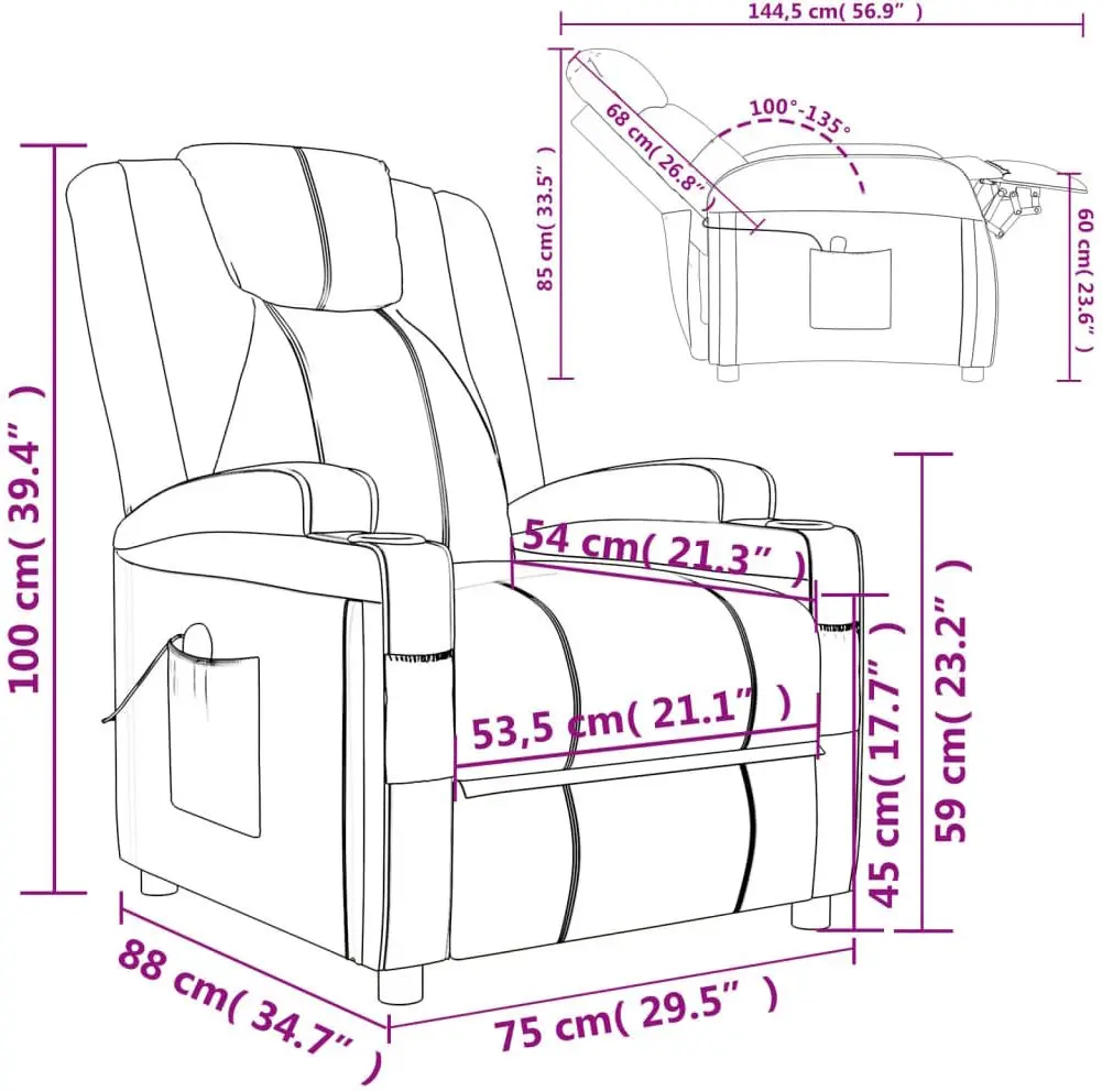 Fotoliu de masaj VidaXL 342712 (Black)