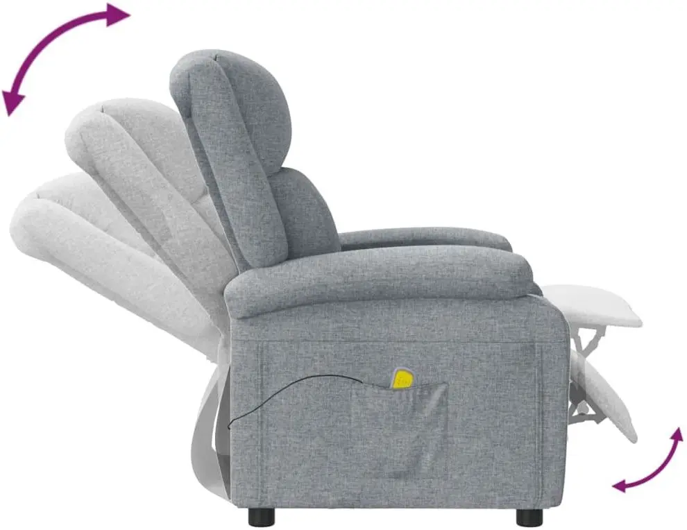 Fotoliu de masaj VidaXL 348447 (Light Grey) - 6
