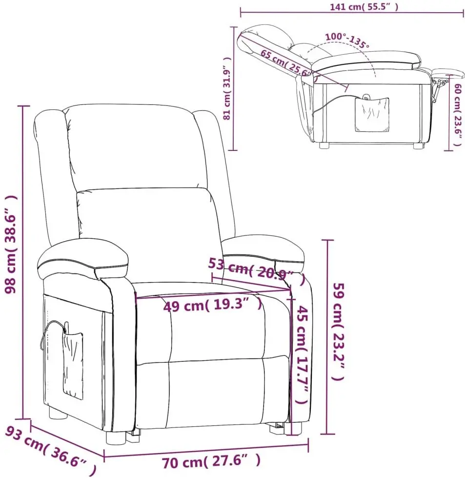 Fotoliu de masaj VidaXL 348447 (Light Grey) - 10