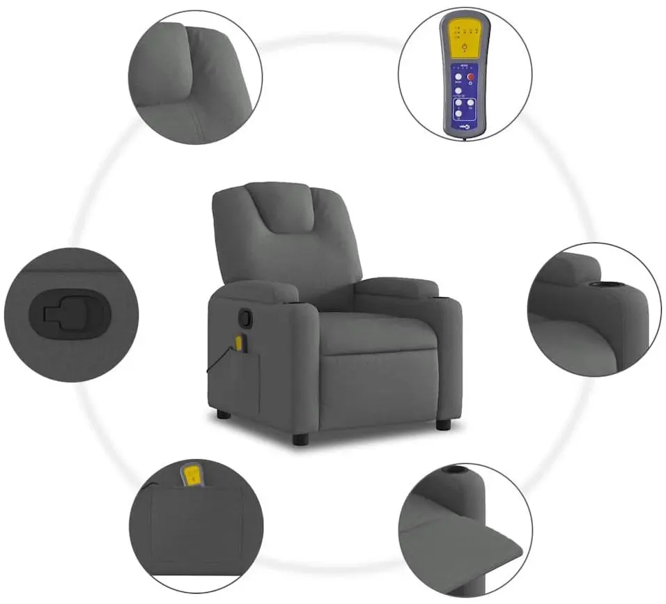 Массажное кресло VidaXL 372378 (Dark Grey)