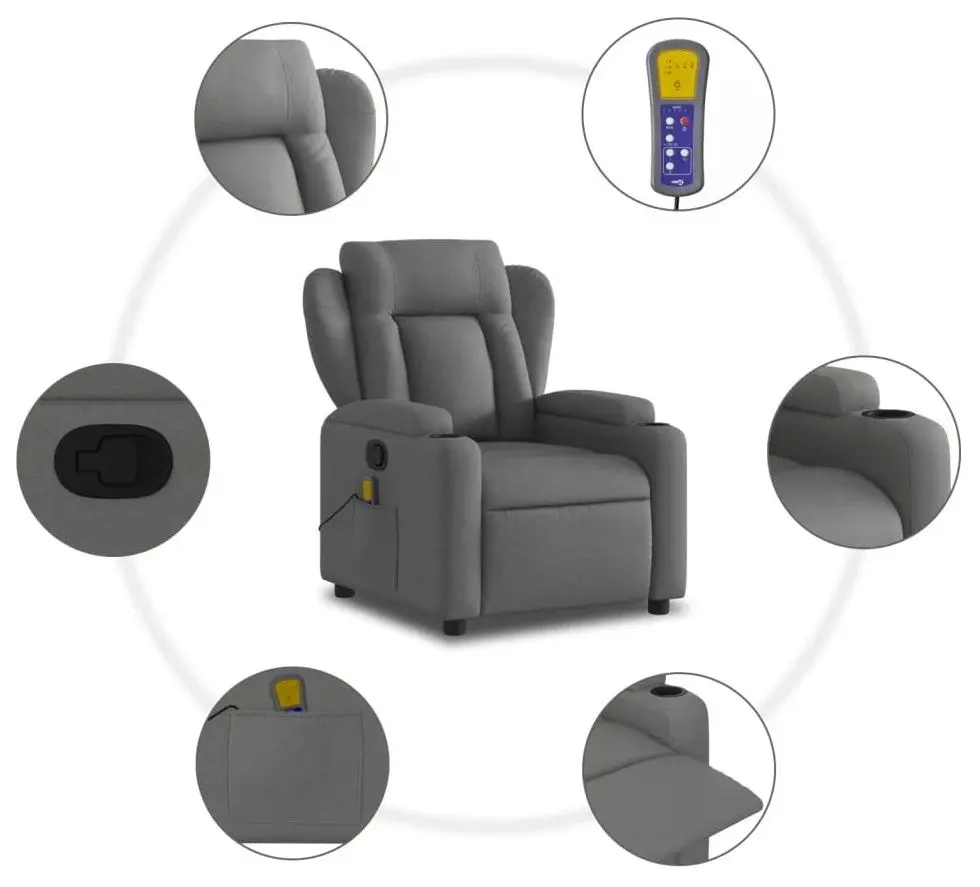Fotoliu de masaj VidaXL 372416 (Dark Grey)