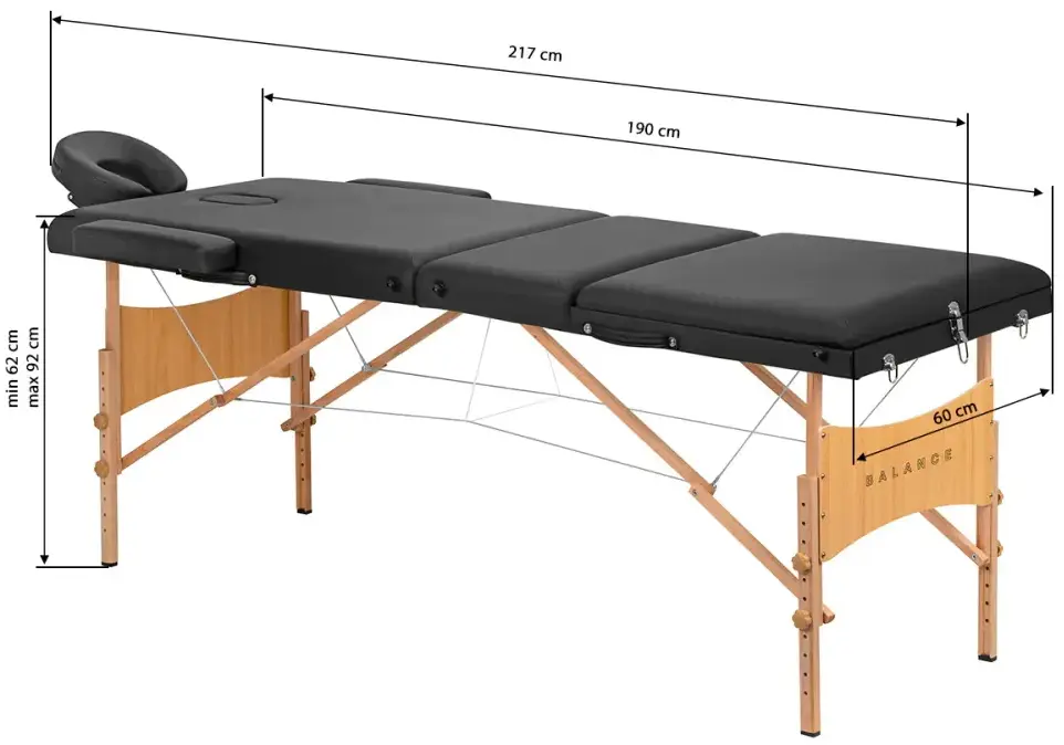 Masă de masaj pliabilă Balance 3 Segment 155277 (Black/Natural) - 19