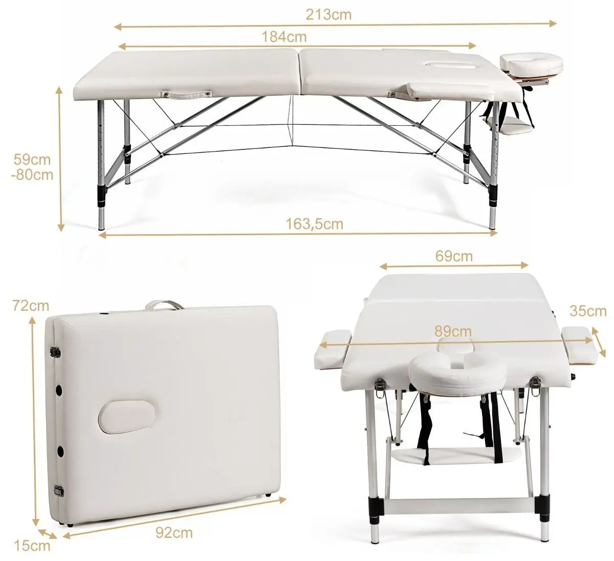 Массажный стол Costway HB87019WH (White) - 4