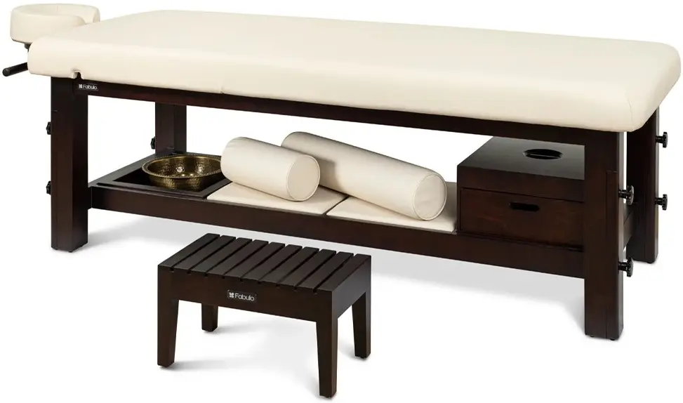 Masa pentru masaj Fabulo Shirodhara (Cream/Dark Walnut)