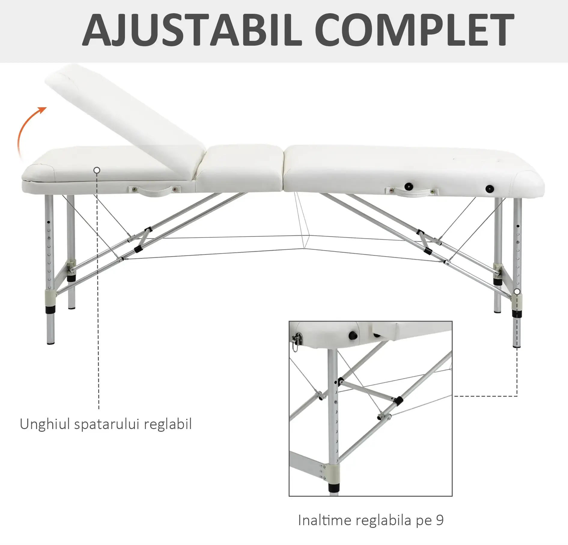 Masa pentru masaj Homcom 700-039WT (White) - 5