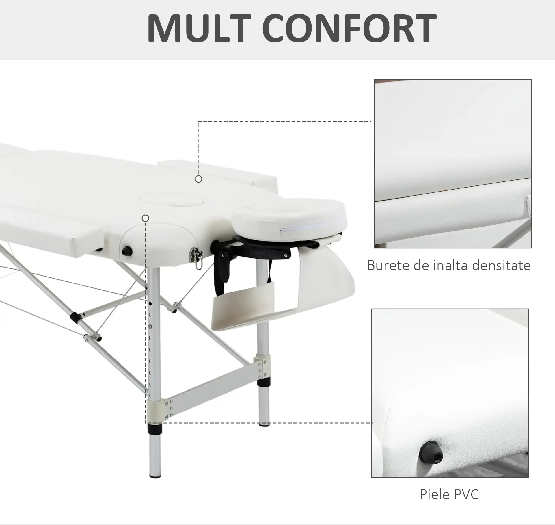 Masa pentru masaj Homcom 700-039WT (White) - 6