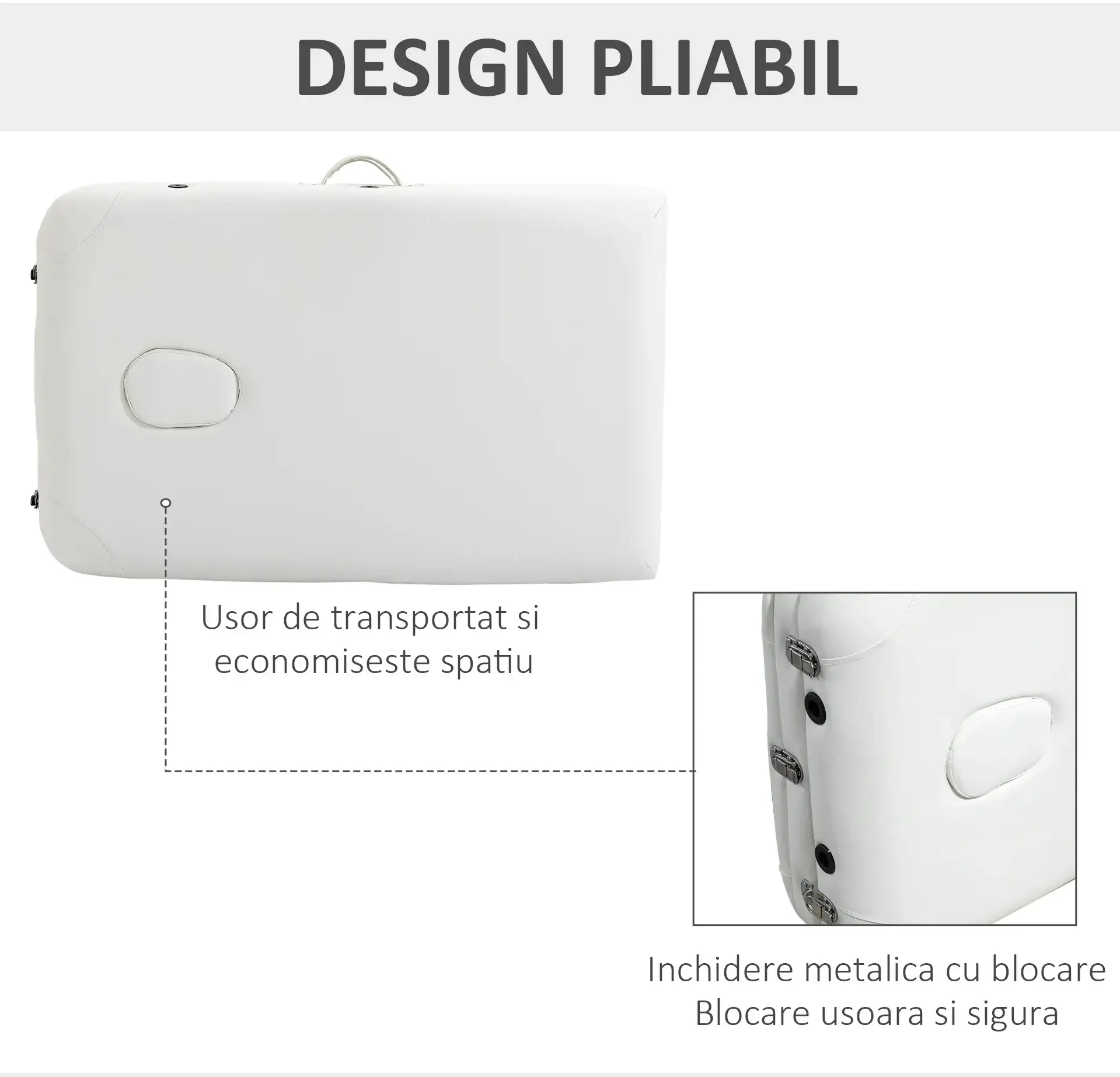 Masa pentru masaj Homcom 700-039WT (White) - 7