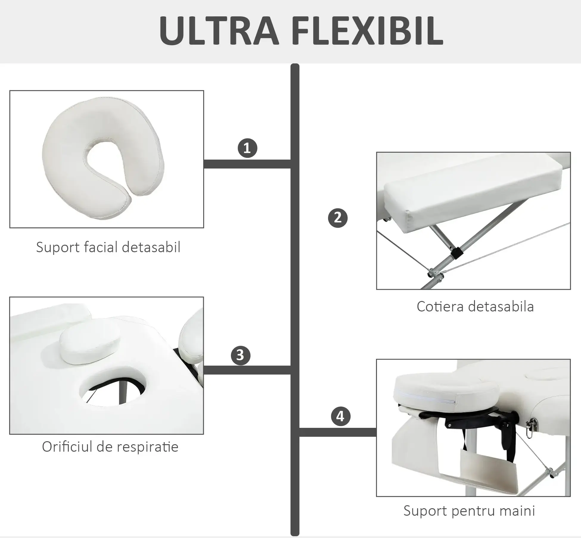Masa pentru masaj Homcom 700-039WT (White) - 8