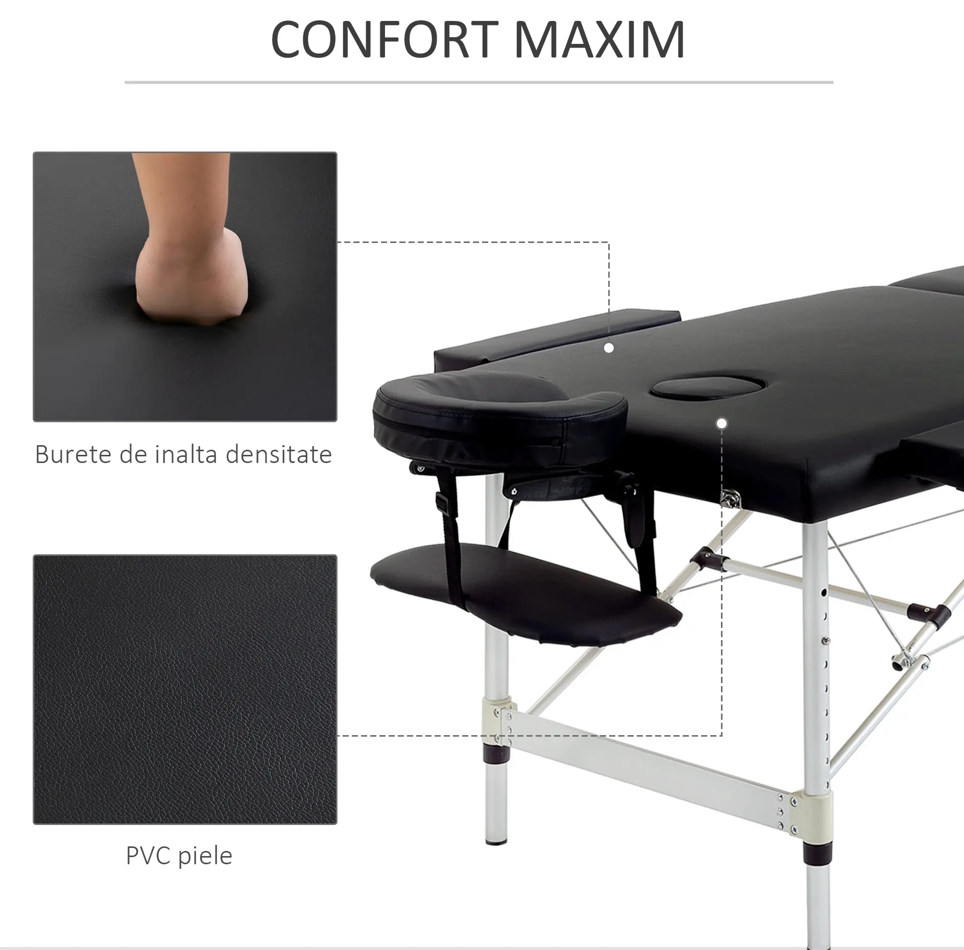 Массажный стол Homcom 700-077BK (Black) - 4