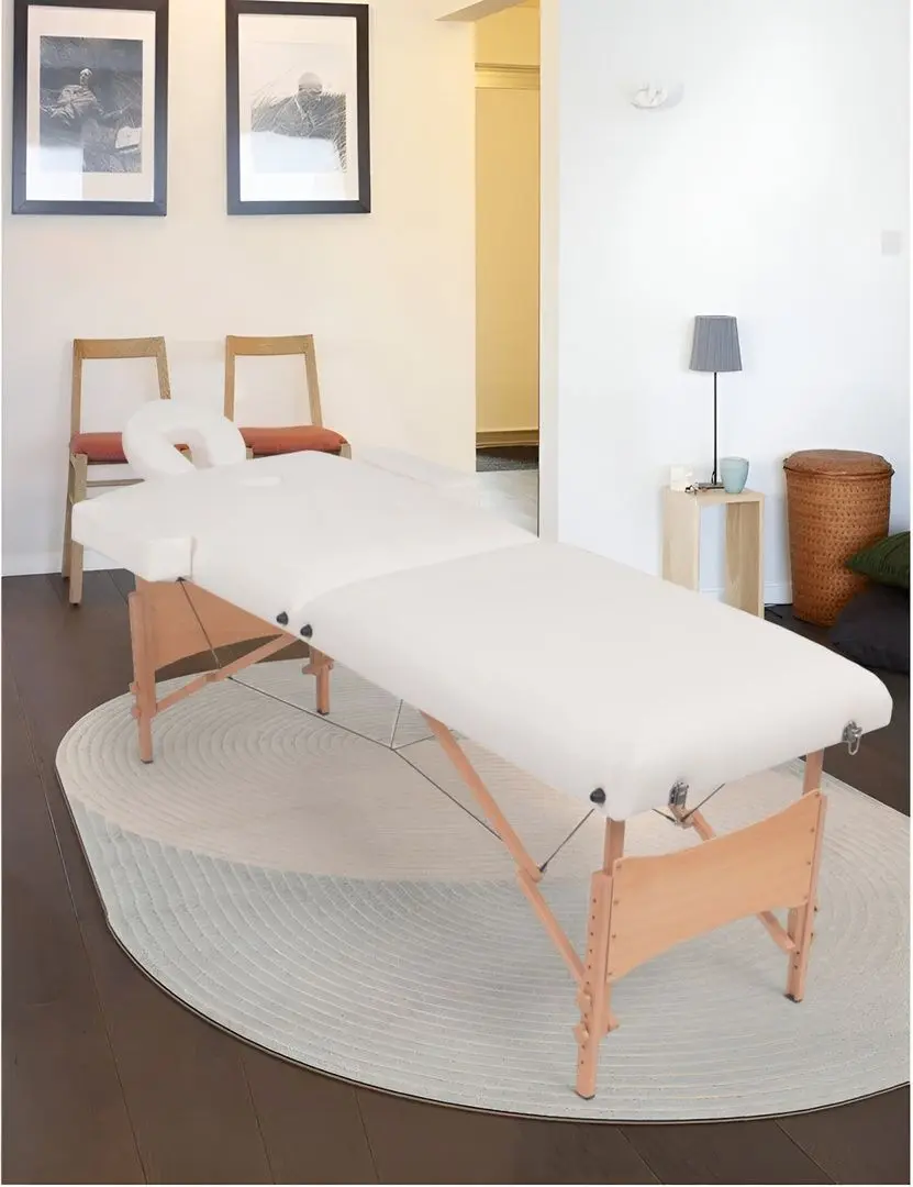 Masa pentru masaj + taburet VidaXL 110154 (White)