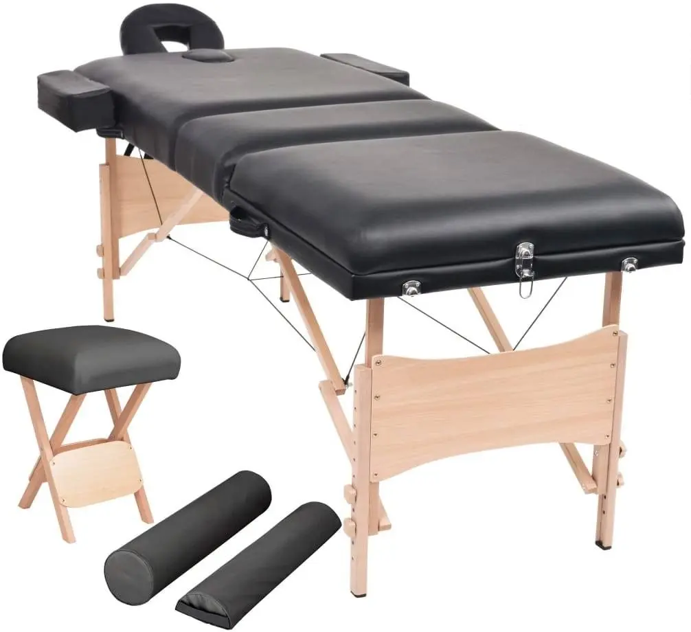 Set masa de masaj + taburet VidaXL 110157 (Black)