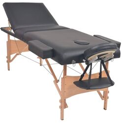 Set masa de masaj + taburet VidaXL 110157 (Black) Thumb