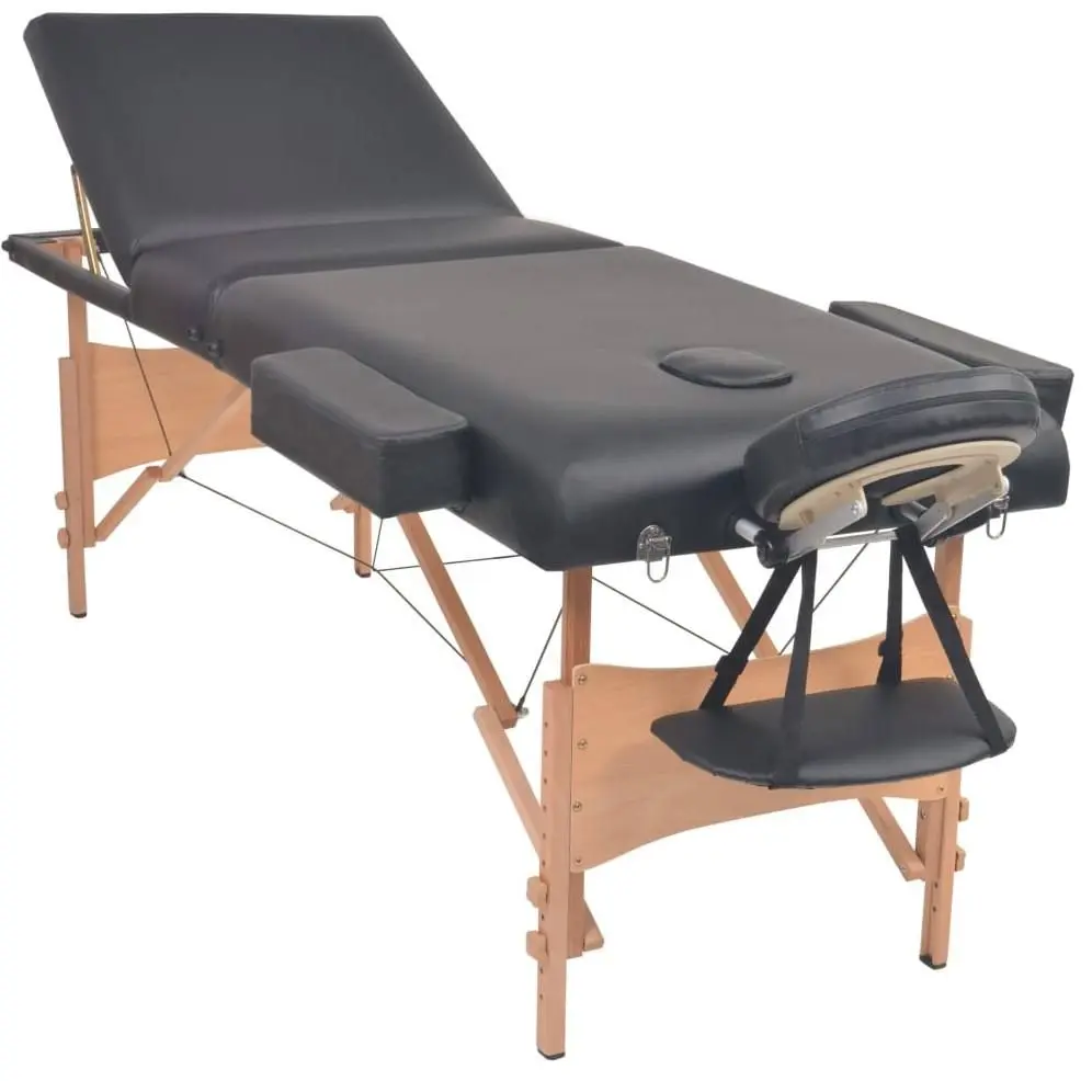 Set masa de masaj + taburet VidaXL 110157 (Black)