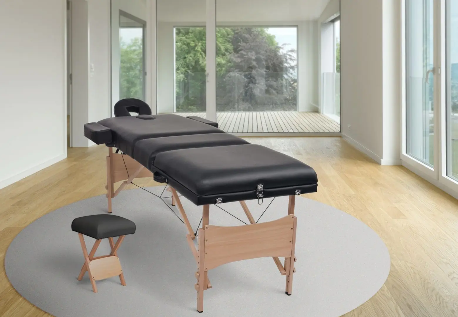 Set masa de masaj + taburet VidaXL 110157 (Black)