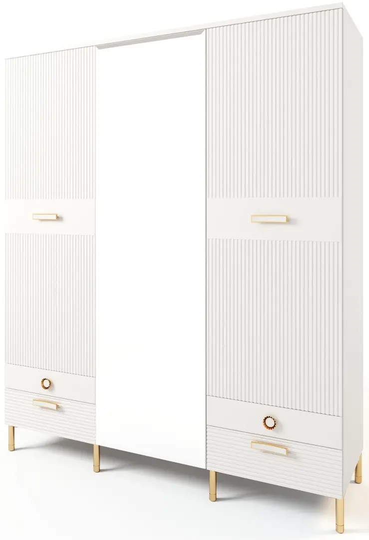 Dormitor МЛ-Мебель Velvet №1 (White/Gold) - 4