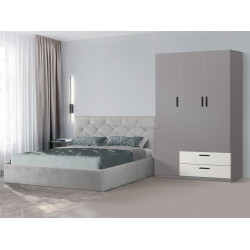 Спальня Modern Aura Alaska 08 ламельное основание 160x200 Gray + Andi 120cm Slate Gray/White