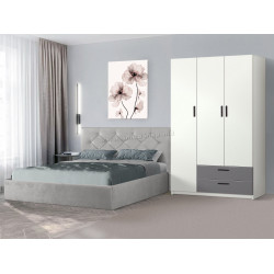 Спальня Modern Aura Alaska 08 ламельное основание 160x200 Gray + Andi 120cm White/Slate Gray