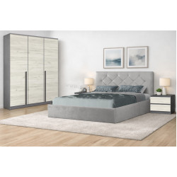 Спальня Modern Aura Alaska 08 ламельное основание 160x200 Gray + Kenon 150cm Slate Gray/Craft Oak White + Komfi 48cm 2 pcs Slate Gray/Craft Oak White