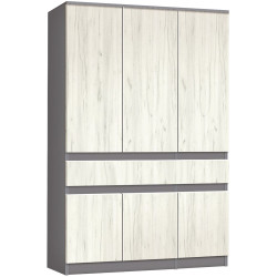 Dormitor Modern Aura Alaska 08 baza lamele 160x200 Gray + Komfi 120cm Slate Gray/Craft Oak White + Komfi 48cm 2 pcs Slate Gray/Craft Oak White Thumb