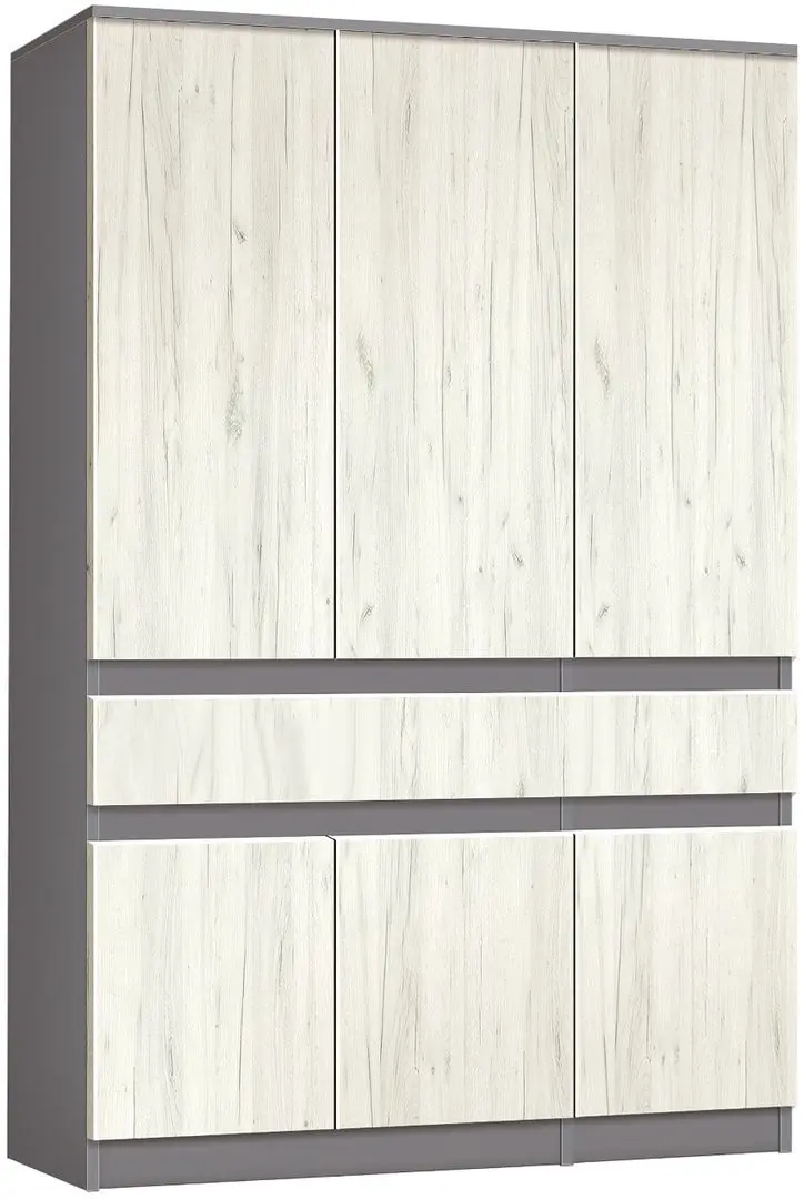 Dormitor Modern Aura Alaska 08 baza lamele 160x200 Gray + Komfi 120cm Slate Gray/Craft Oak White + Komfi 48cm 2 pcs Slate Gray/Craft Oak White - 2