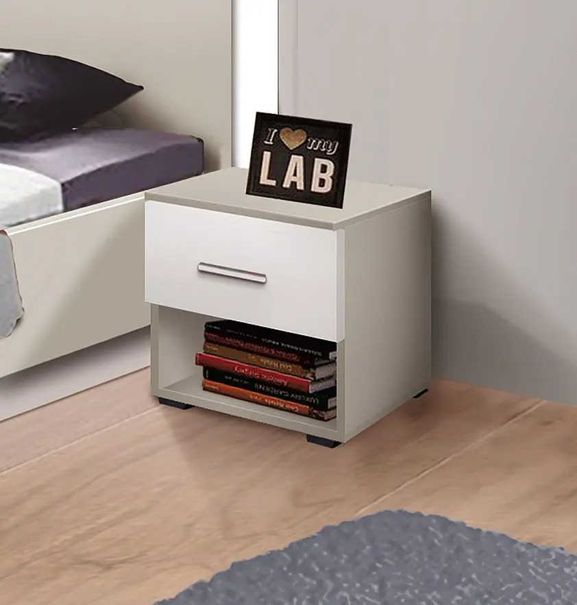 Спальня Modern Aura Kanna 92 ламельное основание 160x200 Light Gray + Andi 160cm White/Cashmere + Francesca 45cm 2 pcs Cashmere/White - 7