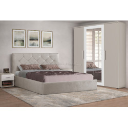 Спальня Modern Aura Kanna 92 ламельное основание 160x200 Light Gray + Francesca 180cm Cashmere/White + Francesca 45cm 2 pcs Cashmere/White
