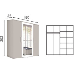 Спальня Modern Aura Kanna 92 ламельное основание 160x200 Light Gray + Francesca 180cm Cashmere/White + Francesca 45cm 2 pcs Cashmere/White Thumb