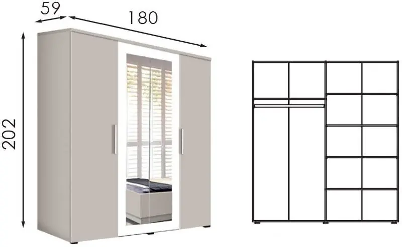Спальня Modern Aura Kanna 92 ламельное основание 160x200 Light Gray + Francesca 180cm Cashmere/White + Francesca 45cm 2 pcs Cashmere/White - 6