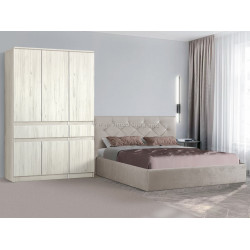 Спальня Modern Aura Kanna 92 ламельное основание 160x200 Light Gray + Komfi 120cm Craft Oak White