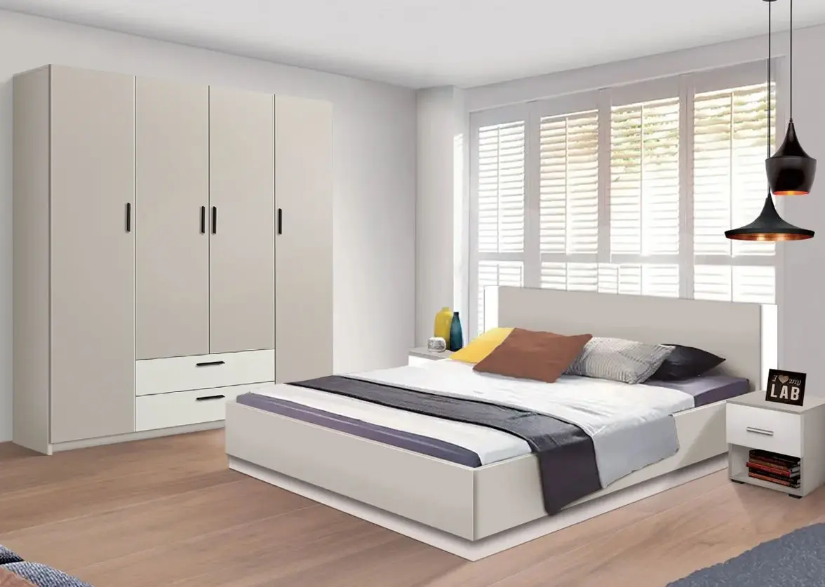 Спальня Modern Francesca 160x200 Cashmere/White + Andi 160cm Cashmere/White + Francesca 45cm 2 pcs Cashmere/White