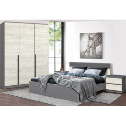 Спальня Modern Komfi 160x200 + Kenon 150cm + Komfi 48cm 2 pcs (Slate Gray/Craft Oak White)
