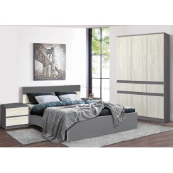 Спальня Modern Komfi 160x200 + Komfi 120cm + Komfi 48cm 2 pcs (Slate Gray/Craft Oak White)