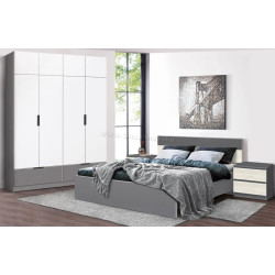 Спальня Modern Komfi 160x200 + Komfort 180cm + Komfi 48cm 2 pcs (Slate Gray/Craft Oak White/White)