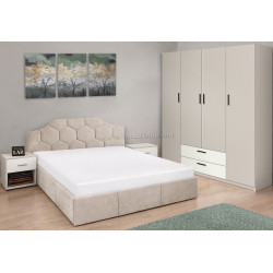 Спальня Modern Monica Alaska 01 подъемный механизм 160x200 Beige + Andi 160cm Cashmere/White + Francesca 45cm 2 pcs Cashmere/White