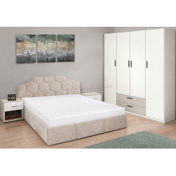 Спальня Modern Monica Alaska 01 подъемный механизм 160x200 Beige + Andi 160cm White/Cashmere + Francesca 45cm 2 pcs Cashmere/White
