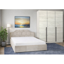 Спальня Modern Monica Alaska 01 подъемный механизм 160x200 Beige + Kenon 150cm Craft Oak White