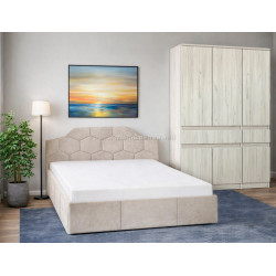 Спальня Modern Monica Alaska 01 подъемный механизм 160x200 Beige + Komfi 120cm Craft Oak White