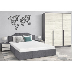 Dormitor Modern Monica Alaska 10 Total Eclipse mecanism de ridicare 160x200 Dark Grey + Kenon 150cm Slate Gray/Craft Oak White + Komfi 48cm 2 pcs Slate Gray/Craft Oak White