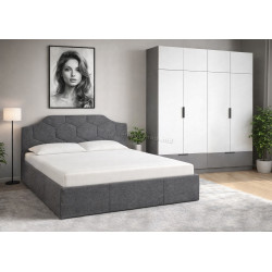 Спальня Modern Monica Alaska 10 Total Eclipse подъемный механизм 160x200 Dark Grey + Komfort 180cm Slate Gray/White