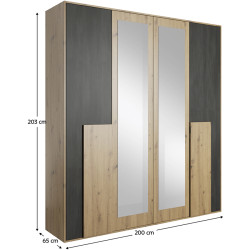 Спальня Tempo Kondela Bafra (Artisan Oak/Black Norway Pine) Thumb