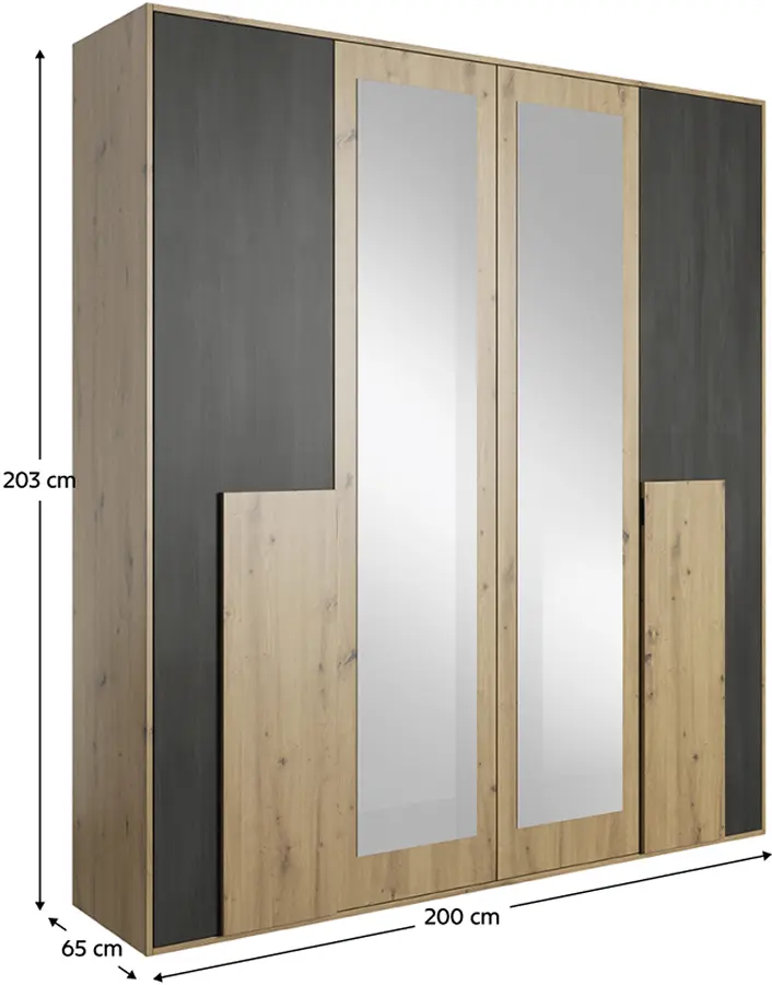 Спальня Tempo Kondela Bafra (Artisan Oak/Black Norway Pine) - 4