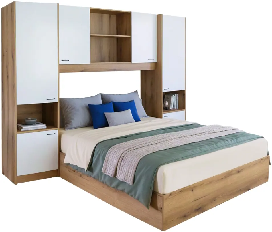 Спальня Tempo Kondela Milaga 160x200 (Oak/Glossy White) - 2