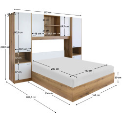 Спальня Tempo Kondela Milaga 160x200 (Oak/Glossy White) Thumb