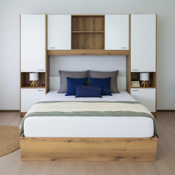 Спальня Tempo Kondela Milaga 160x200 (Oak/Glossy White)