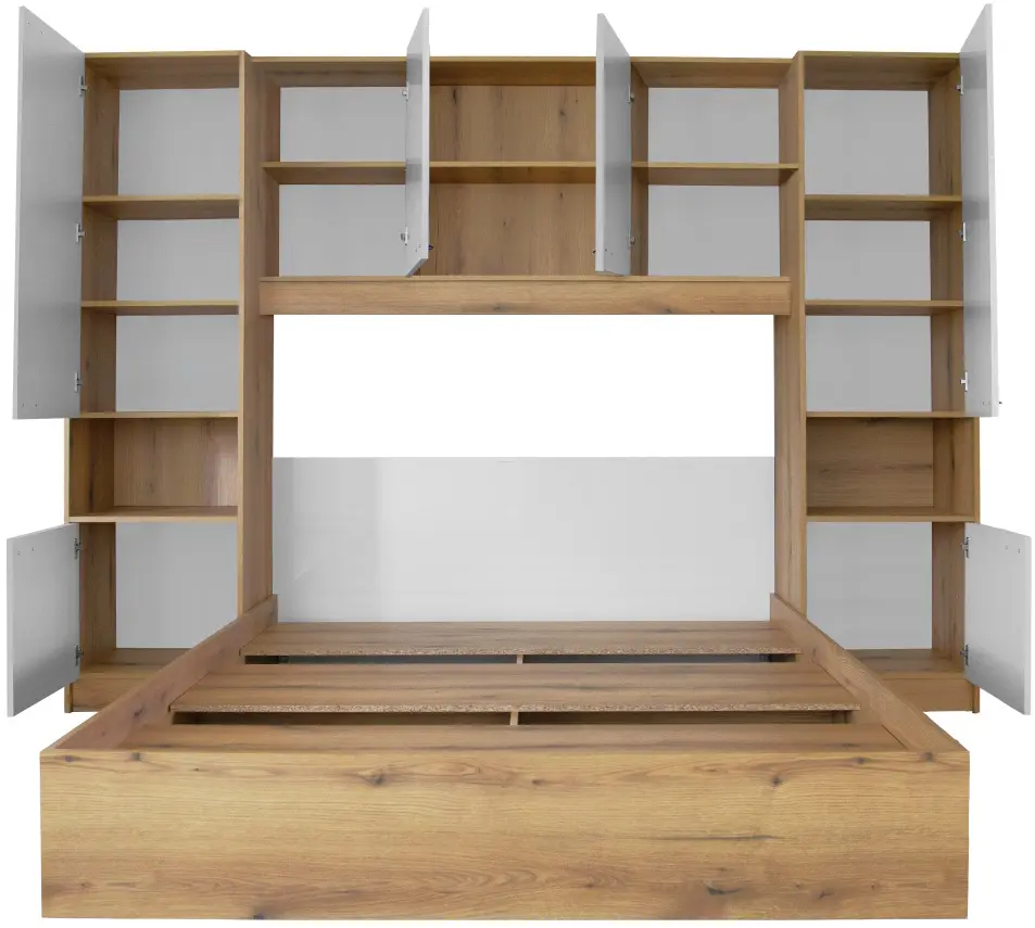 Спальня Tempo Kondela Milaga 160x200 (Oak/Glossy White) - 6