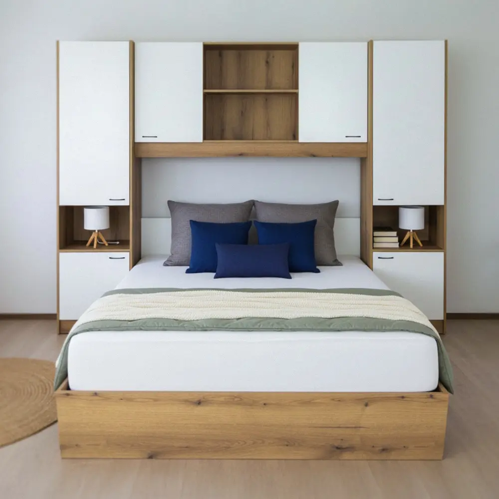 Спальня Tempo Kondela Milaga 160x200 (Oak/Glossy White)