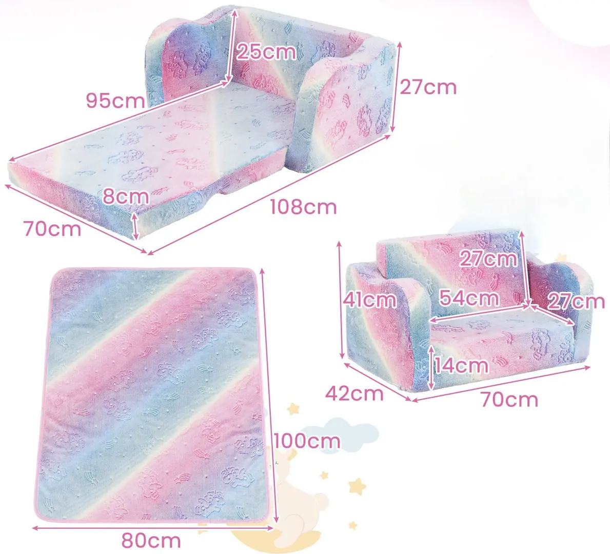 Canapea Costway HV10575UN (Pink) - 8